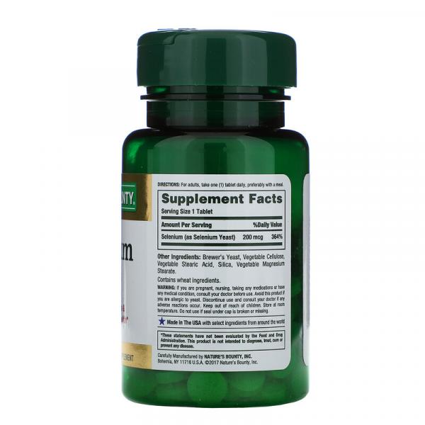 Селен, Selenium, Nature's Bounty, 200 мкг, 100 таблеток - Фото 2