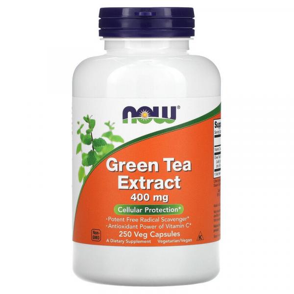 Экстракт зеленого чая, Green Tea Extract, Now Foods, 400 мг, 250 вегетарианских капсул - Фото 1