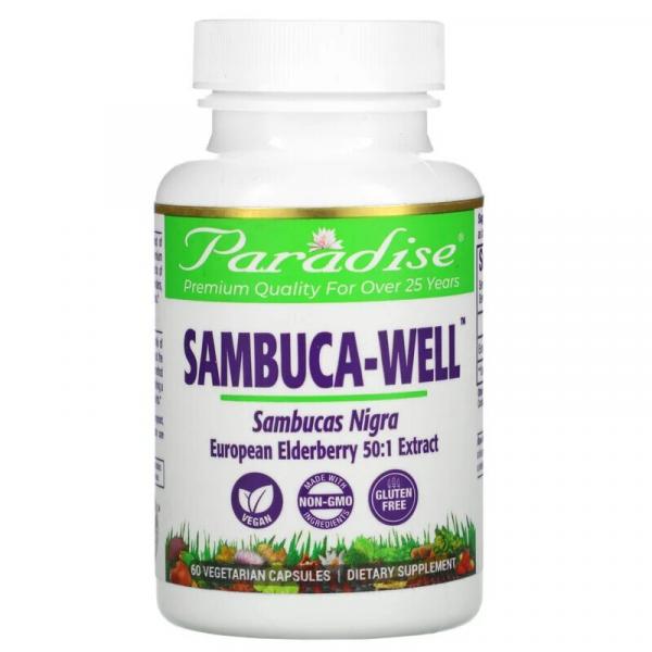 Самбука, Sambuca-Well, Paradise Herbs, 60 вегетаріанських капсул  - Фото 1