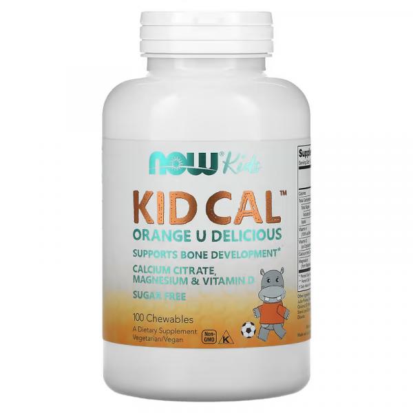 Кальций для детей, Kid Cal, Now Foods, 100 жевательных таблеток - Фото 1