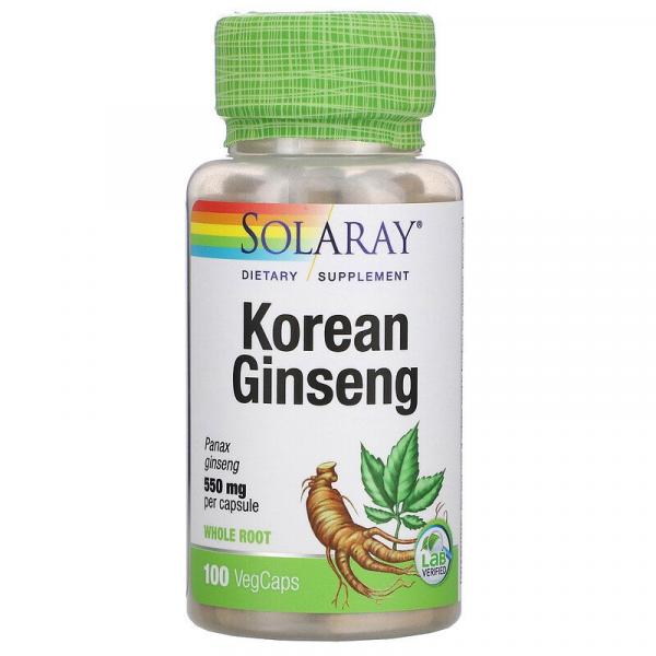 Корейский женьшень, Korean Ginseng, Solaray, 550 мг, 100 вегетарианских капсул - Фото 1