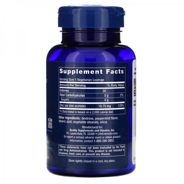 Цинковые вегетарианские леденцы усовершенствованной формулы, 18,75 мг, Life Extension, 30 шт - Фото 2