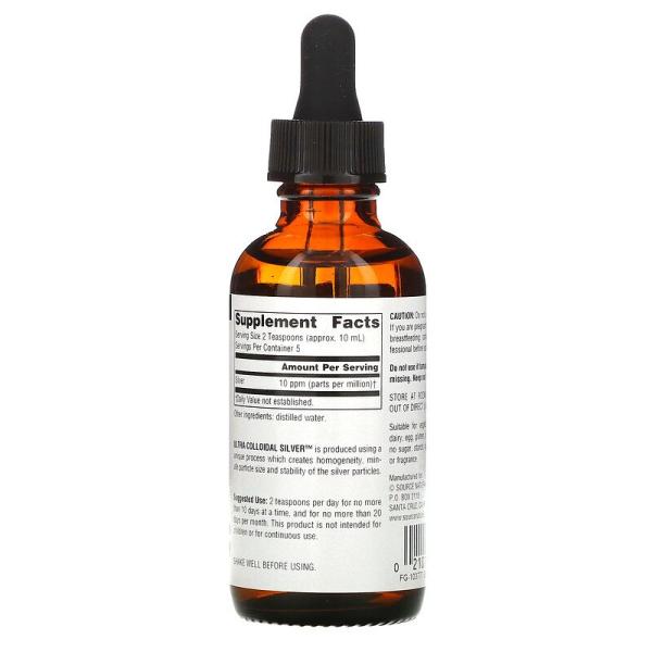 Коллоидное серебро Ultra Colloidal Silver, Source Naturals, 10 ч/млн, 59,14 мл - Фото 2