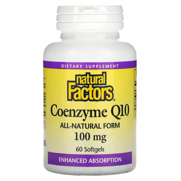 Коэнзим Q10, Coenzyme Q10, Natural Factors, 100 мг, 60 мягких таблеток - Фото 1