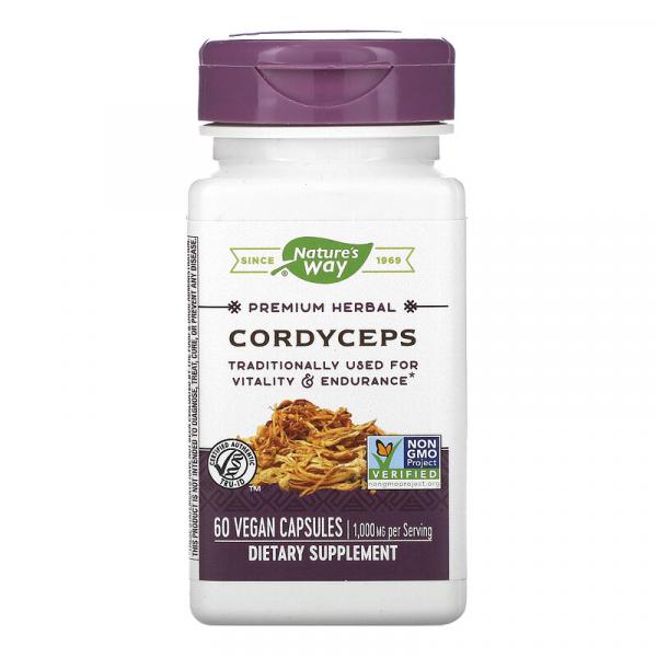 Кордицепс, Cordyceps, Nature's Way, 500 мг, 60 вегетарианских капсул - Фото 1
