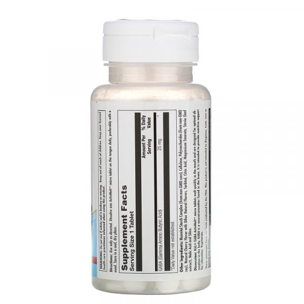 ГАМК (гамма-аминомасляная кислота), вишня, GABA (Габа), KAL, 25 мг, 120 таблеток - Фото 2