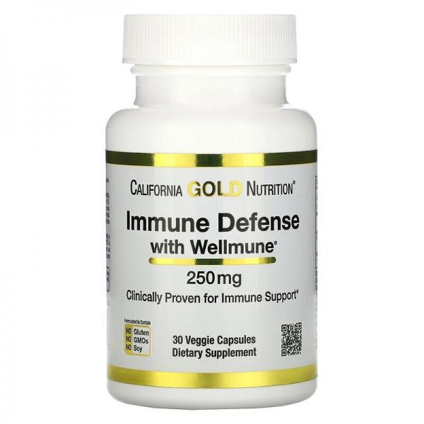 Защита иммунной системы, Immune Defense with Wellmune, California Gold Nutrition, 250 мг, 30 капсул - Фото 1