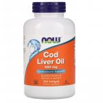 Рыбий жир из печени трески, Cod Liver Oil, Now Foods, 650 мг, 250 капсул - Фото миниатюра 1