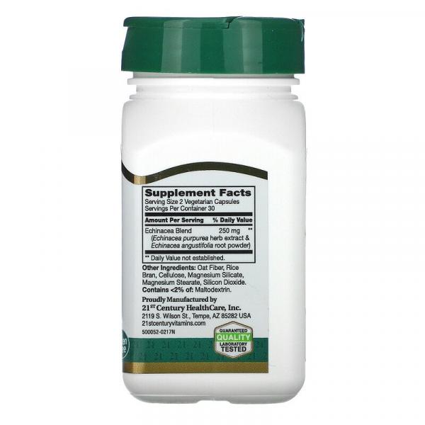 Экстракт эхинацеи, Echinacea, 21st Century, 250 мг, 60 капсул - Фото 2