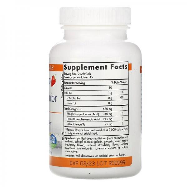 Омега для підлітків, полуниця, ProOmega Junior, Nordic Naturals, 500 мг, 90 капсул - Фото 2