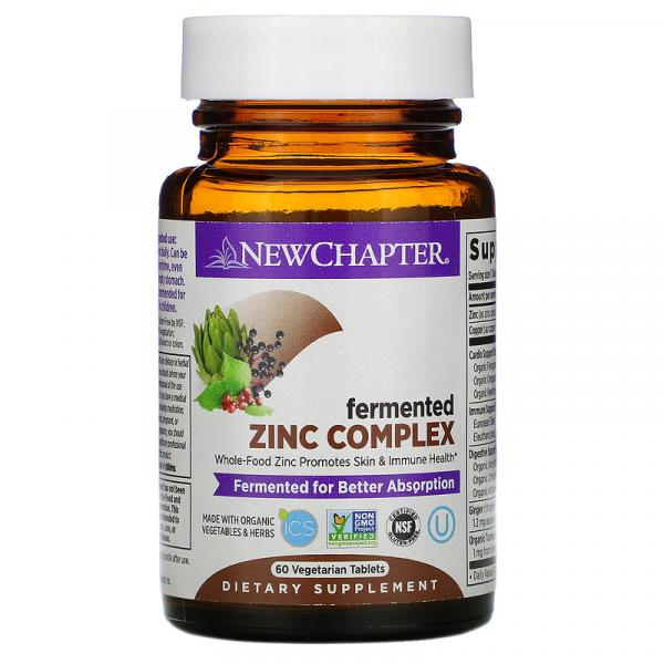 Цинк, харчовий комплекс, Zinc, New Chapter, 60 таблеток - Фото 1