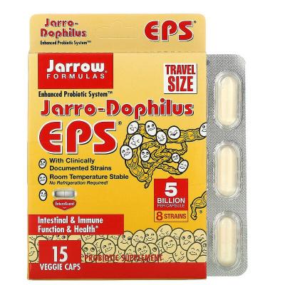 Пробиотики, Jarro-Dophilus EPS, Jarrow Formulas, 5 млрд клеток, 15 растительных капсул