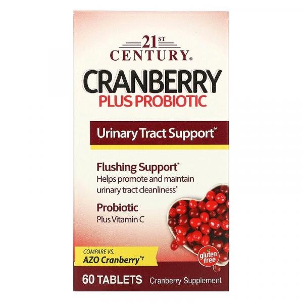 Клюква с пробиотиками, Cranberry Plus Probiotic, 21st Century, 60 таблеток - Фото 1