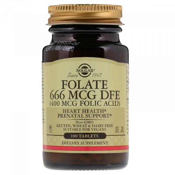 Фолиевая кислота (Folic Acid), Solgar, 400 мкг, 100 таблеток 