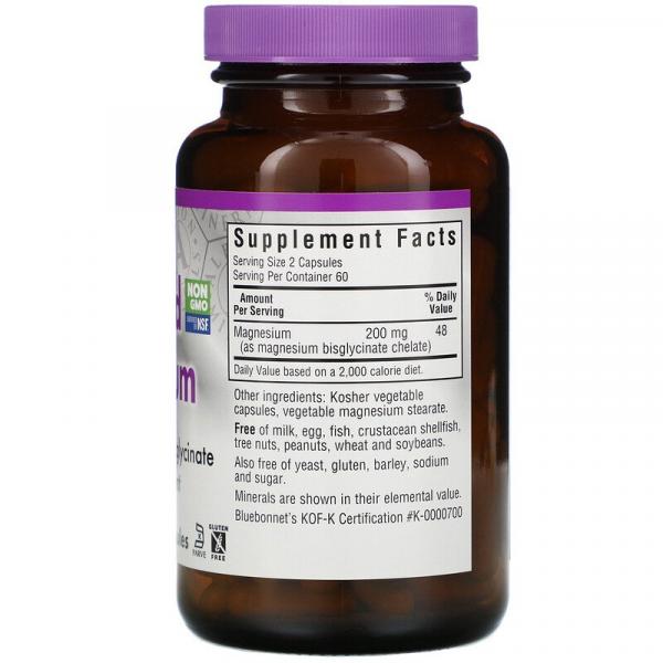 Хелатный магний, Chelated Magnesium, Bluebonnet Nutrition, 120 растительных капсул - Фото 2