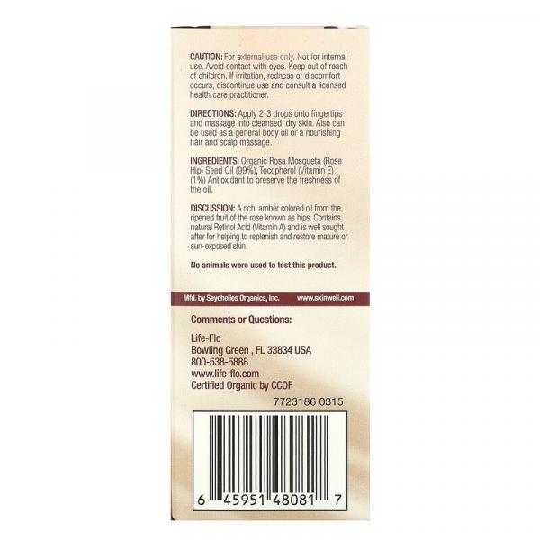 Чистое масло семян шиповника, уход за кожей, Pure Rosehip Seed Oil, Life-flo, 30 мл - Фото 3