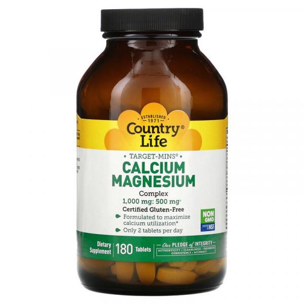 Кальций-магниевый комплекс, Target-Mins Calcium Magnesium Complex, Country Life, 180 таблеток - Фото 1