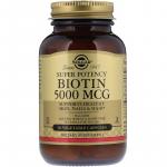 Биотин, Biotin, Solgar, 5000 мкг, 50 капсул - Фото миниатюра 1