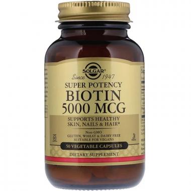 Биотин, Biotin, Solgar, 5000 мкг, 50 капсул Биотин, Biotin, Solgar, 5000 мкг, 50 капсул
