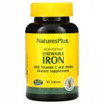 Железо с витамином C, Chewable Iron, Nature's Plus, вишневый вкус, 90 таблеток - Фото миниатюра 1