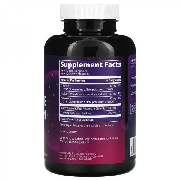 Хондроитин и глюкозамин, Glucosamine Chondroitin, MRM, 180 капсул - Фото 2