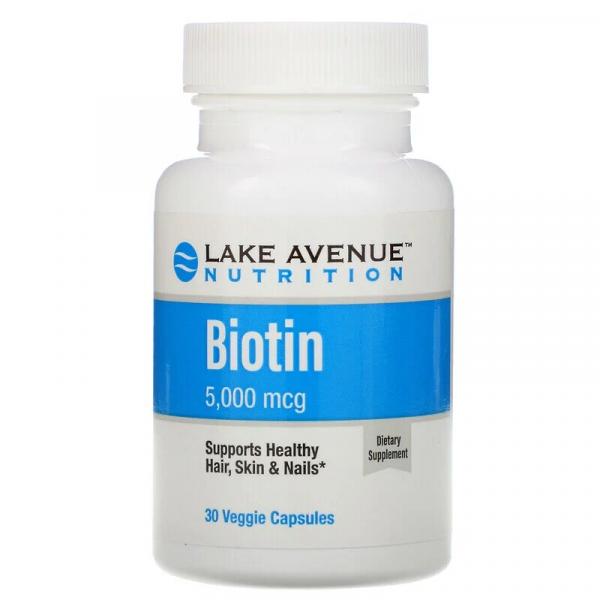 Биотин, Biotin, Lake Avenue Nutrition, 5000 мкг, 30 капсул  - Фото 1