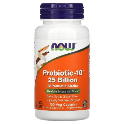 Пробиотик-10, Probiotic, Now Foods, 25 млрд КОЕ, 100 капсул