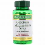 Кальцій, магній і цинк із вітаміном D3, Calcium Magnesium Zinc with Vitamin D, Nature's Bounty, 100 капсулоподібних таблеток в оболонці - Фото миниатюра 1