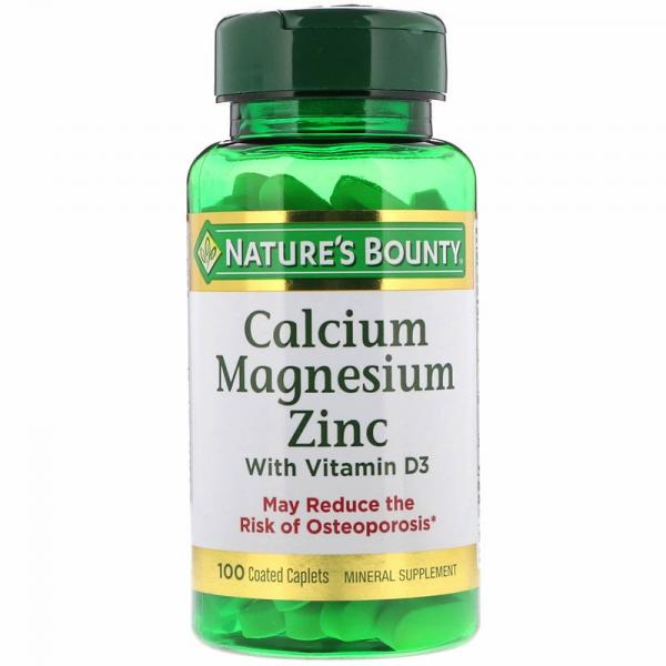 Кальцій, магній і цинк із вітаміном D3, Calcium Magnesium Zinc with Vitamin D, Nature's Bounty, 100 капсулоподібних таблеток в оболонці - Фото 1
