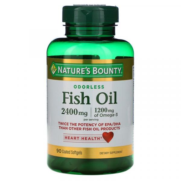 Рыбий жир, Fish Oil, Nature's Bounty, 1200 мг, 90 мягких таблеток с покрытием - Фото 1