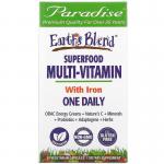Мультивитамины с железом, One Daily Superfood Multi-Vitamin, With Iron, Paradise Herbs, Earth's Blend, 30 вегетарианских капсул - Фото миниатюра 1