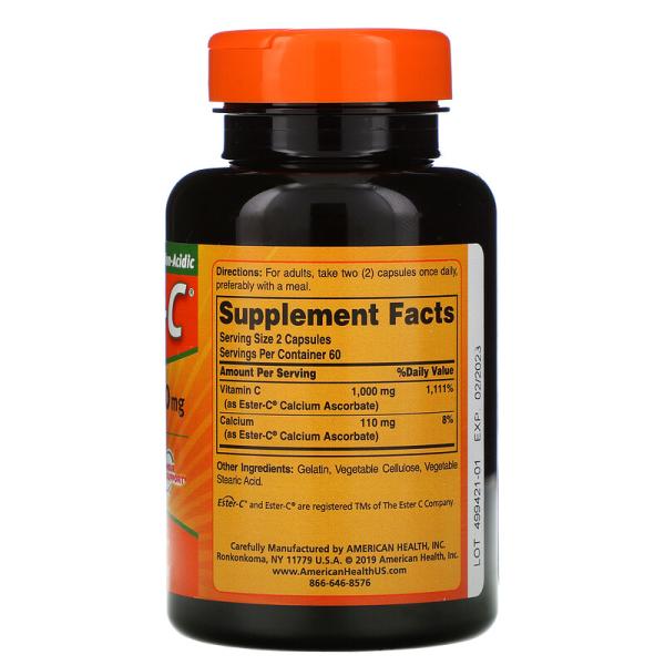Эстер-С, Ester-C, American Health, 500 мг, 120 капсул  - Фото 2