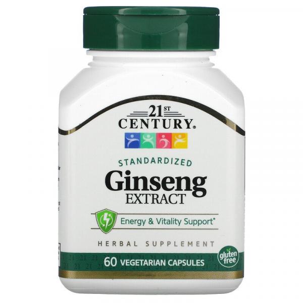 Экстракт женьшеня, Ginseng Extract, Standardized, 21st Century, 60 вегетарианских капсул - Фото 1