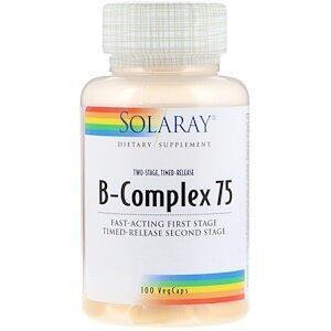 Комплекс В-75, B-Complex, Solaray, 100 капсул  - Фото 1