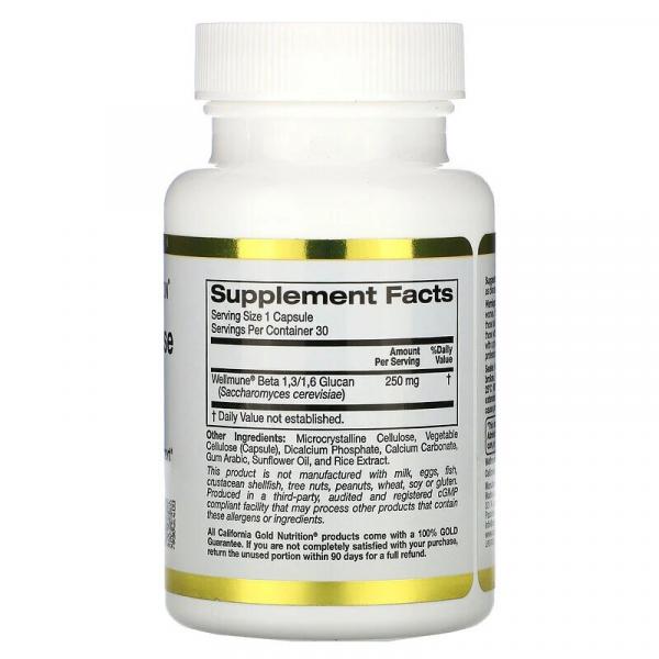 Защита иммунной системы, Immune Defense with Wellmune, California Gold Nutrition, 250 мг, 30 капсул - Фото 2