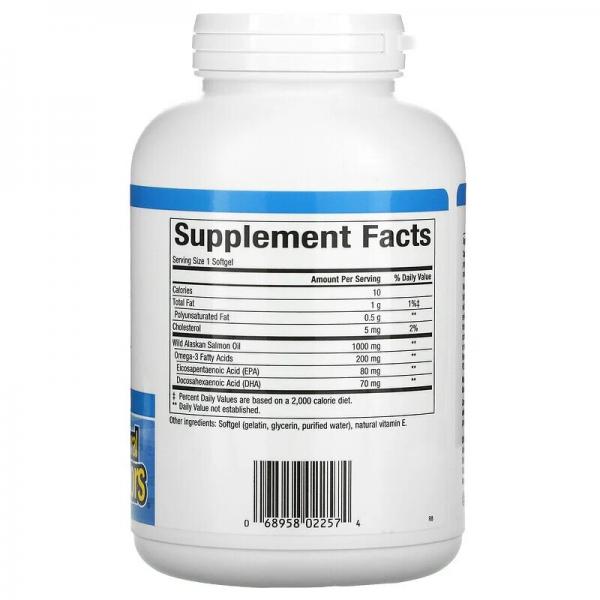 Жир дикого аляскинского лосося, Wild Alaskan Salmon Oil, Natural Factors, Omega Factors, 1000 мг, 180 мягких таблеток - Фото 2