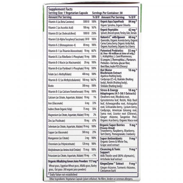Мультивитамины с железом, One Daily Superfood Multi-Vitamin, With Iron, Paradise Herbs, Earth's Blend, 30 вегетарианских капсул - Фото 2