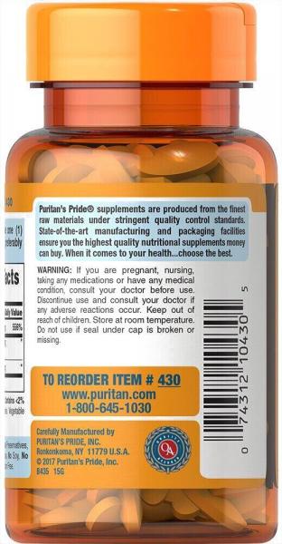 Витамин С с биофлавоноидами, Vitamin C, Puritan's Pride, шиповник, 500 мг, 100 капсул   - Фото 3