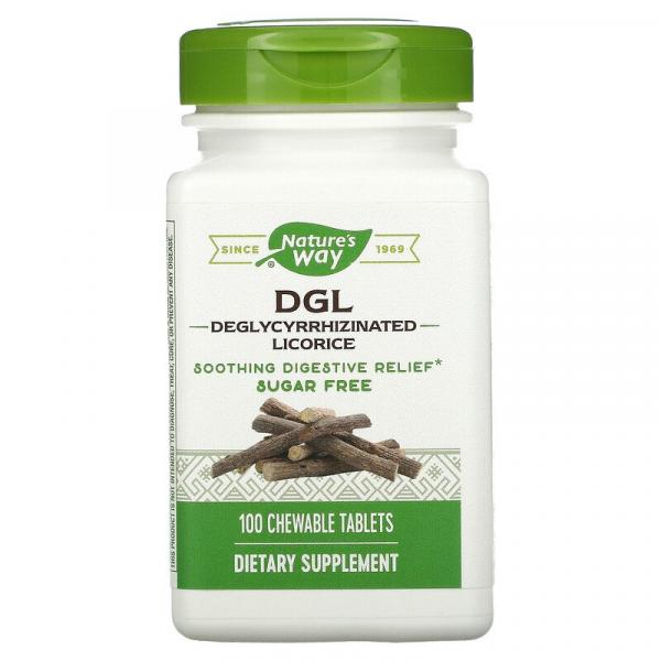 Глицирризинат солодки, DGL Deglycyrrhizinated Licorice, Nature's Way, 100 жевательных таблеток - Фото 1