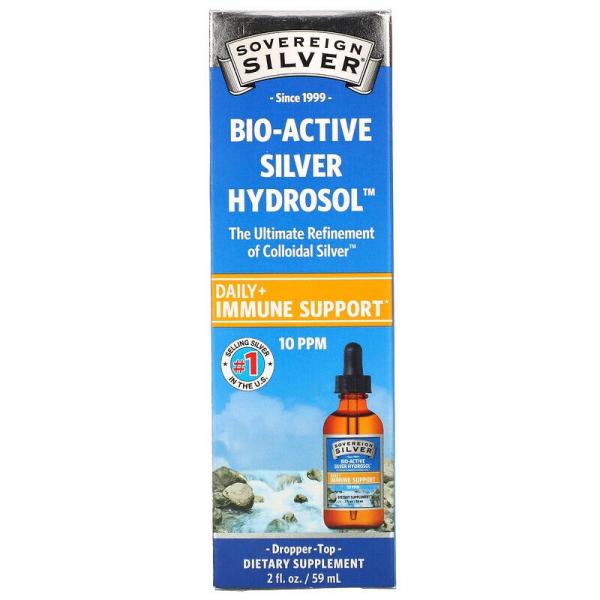Серебро, Bio-Active Silver Hydrosol, с дозатором-пипеткой, Sovereign Silver, 10 част./млн, 59 мл - Фото 1