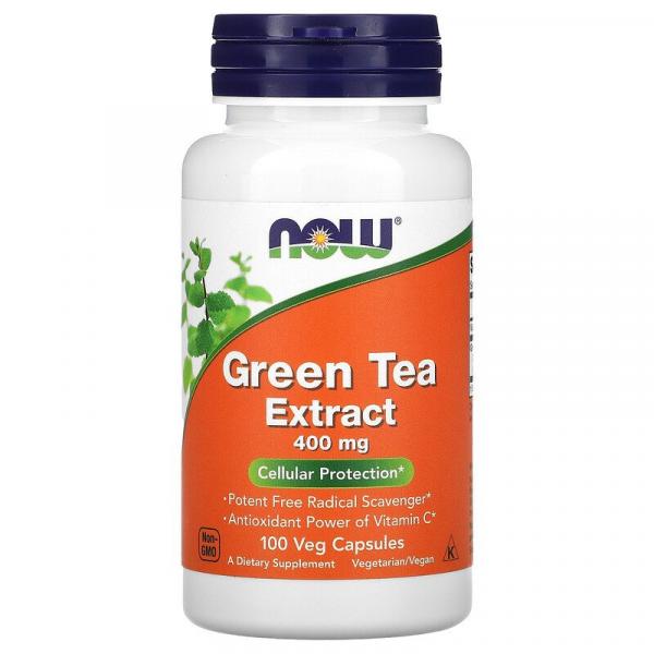 Экстракт зеленого чая, Green Tea Extract, Now Foods, 400 мг, 100 вегетарианских капсул - Фото 1
