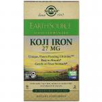 Железо коджи, Koji Iron, Solgar, EarthSource Food Fermented, 27 мг, 30 растительных капсул - Фото миниатюра 1