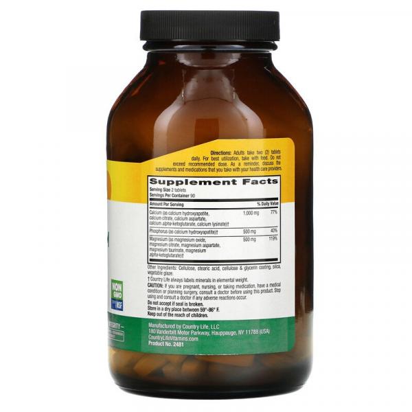 Кальций-магниевый комплекс, Target-Mins Calcium Magnesium Complex, Country Life, 180 таблеток - Фото 2