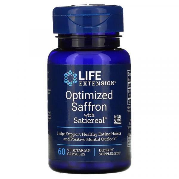 Оптимизированный шафран с Satiereal, Optimized with Saffron with Satiereal, Life Extension, 60 вегетарианских капсул - Фото 1