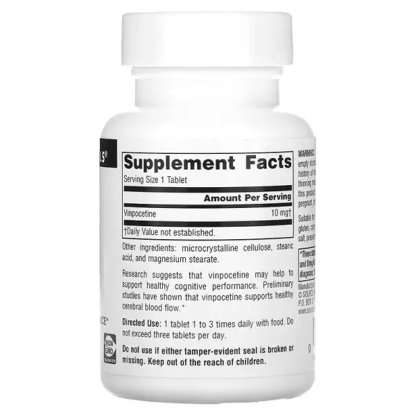 Винпоцетин, Vinpocetine, Source Naturals, 10 мг, 120 таблеток - Фото 2