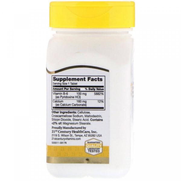 Витамин В6, Vitamin B-6, 21st Century, 100 мг, 110 таблеток  - Фото 2