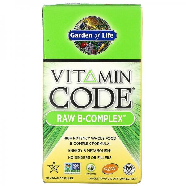 Комплекс витаминов группы В, Vitamin Code, Raw B-Complex, Garden of Life, 60 веганских капсул - Фото 1