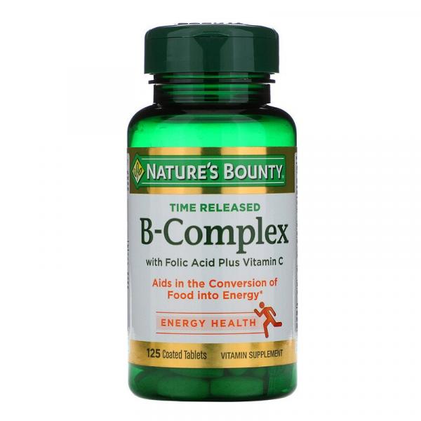 Комплекс витаминов B, Time Released, B-Complex, Nature's Bounty, 125 таблеток в оболочке - Фото 1