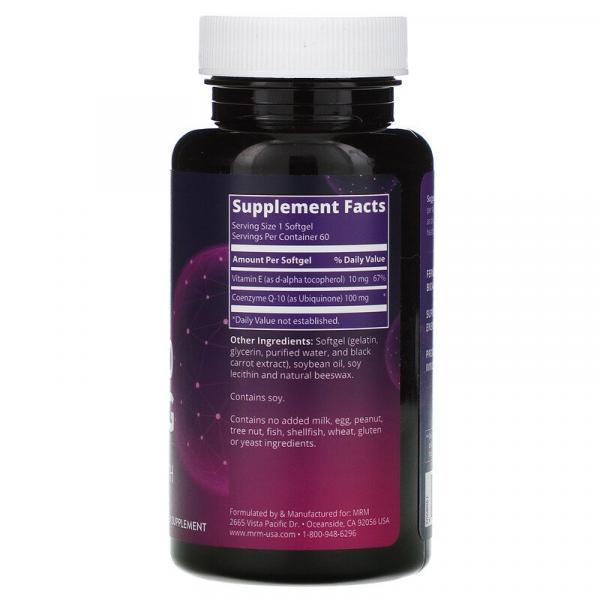 Коэнзим Q-10, CoQ10, MRM, Nutrition, 100 мг, 60 мягких таблеток - Фото 2