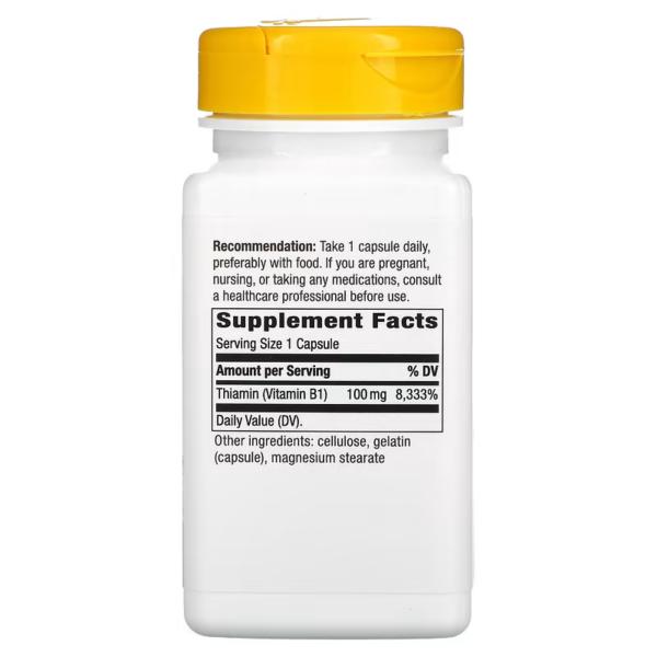 Витамин B-1, Vitamin B-1, Nature's Way, 100 мг, 100 капсул - Фото 2